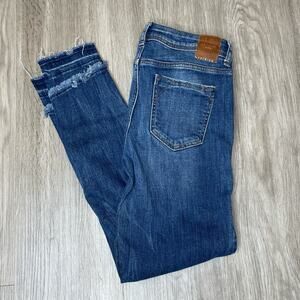 ZARA BASIC Women's Medium Wash Distressed/ Frayed Z1975 Denim Skinny Jeans sz 2